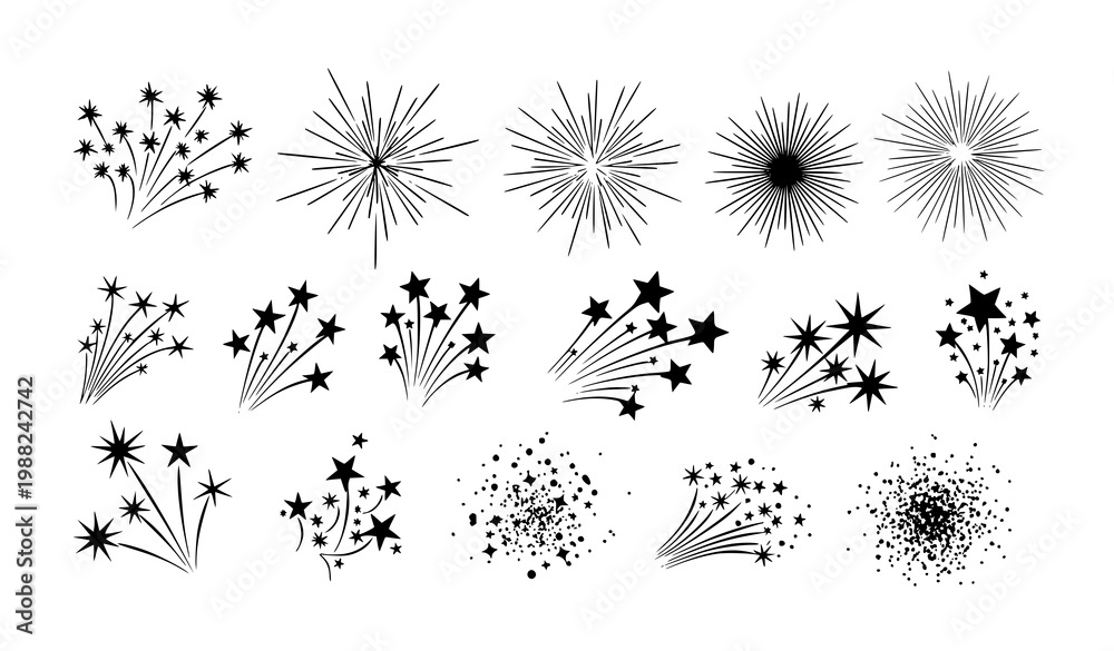 Obraz premium Festival Spark Burst Silhouette Vector Set