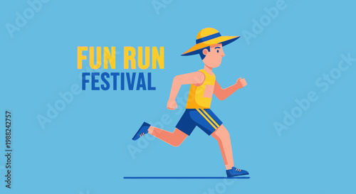 Joyful Runner Participating In Fun Run Festival, A Vibrant Active Lifestyle Display