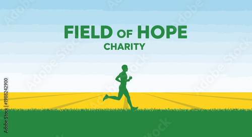 Inspiring Field of Hope Charity and Motivation with Green Running Silhouette