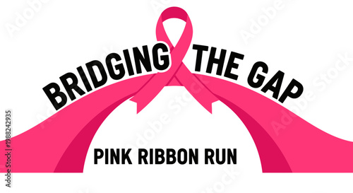 Inspiring Pink Ribbon Run Advertising Sign for Breast Cancer Awareness and Fundraising