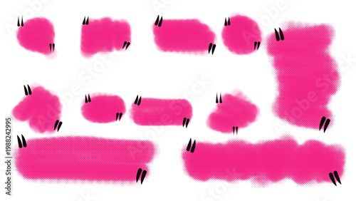 Expressive Pink Quotation Bubbles: A vibrant collection of pink speech bubbles, each adorned with quote marks, offering a versatile visual tool for communication.