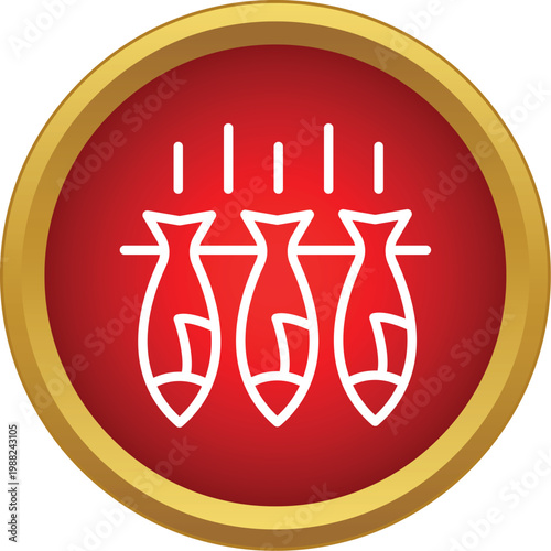 Three fish hanging to dry, representing food preservation and the fishing industry