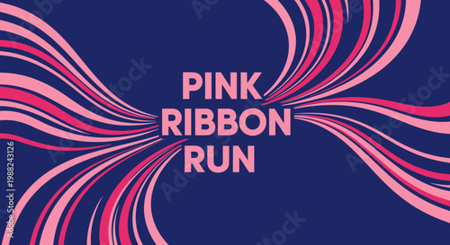 Inspiring Pink Ribbon Run Event Promotion Advertisement on Blue Background Visualization