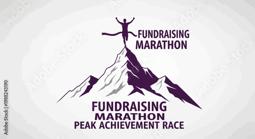 Inspiring Fundraising Marathon Concept With Athlete Reaching Summit for Philanthropic Goals