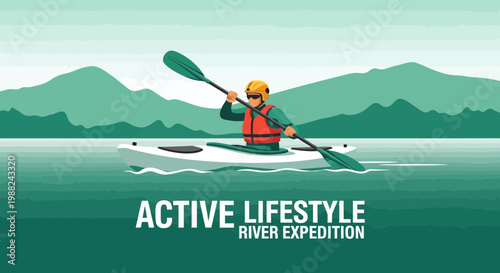 Kayaking Adventure: A Vibrant Depiction of Riverside Exploration and Adventurous Outdoor Fun