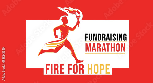 Inspiring Fundraising Marathon Design Featuring Torchbearer and Bold Typography for Event Promotions