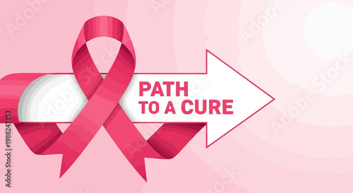 Inspiring Pink Ribbon Symbolizing Hope and Direction on the Journey to Cancer Cure