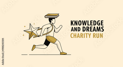 Knowledge And Goals Running For Charity Event Vector Illustration Design
