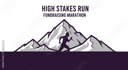 Inspiring Runner Silhouette Against Mountain Backdrop for Fundraising Event Graphics