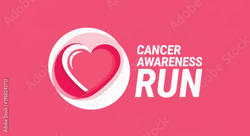 Inspiring Heart Symbolizing Cancer Awareness Run For Raising Funds And Health Support