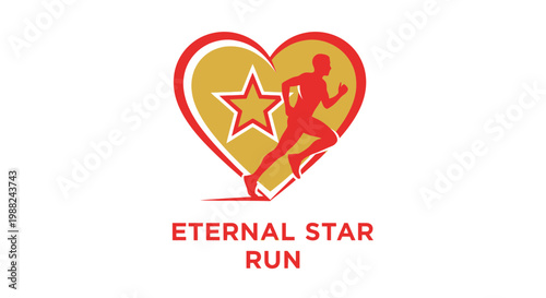 Inspiring Heartfelt Charity Run Symbol, Eternal Star Concept Featuring a Running Silhouette