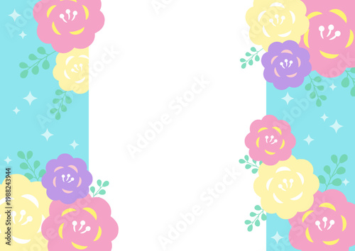 バラの花の母の日カード、背景爽やかな水色の背景と白いコピースペース