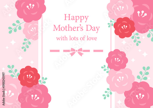 バラの花の母の日のカード、コピースペース付き