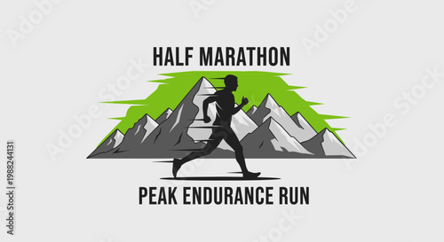 Inspiring Silhouette of a Marathon Runner Against Scenic Mountainous Background Design