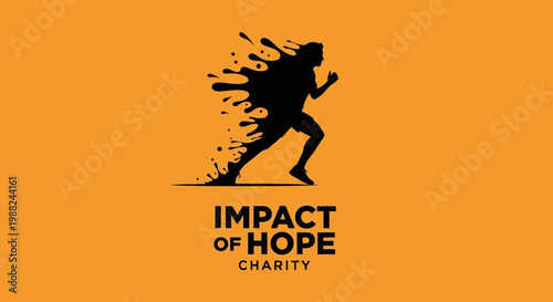 Inspiring Silhouette of a Runner Bursting With Hope in Vivid Orange Background