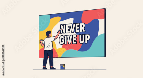 Inspiring Illustration Depicting Persistence and Determination with Vibrant Design Elements