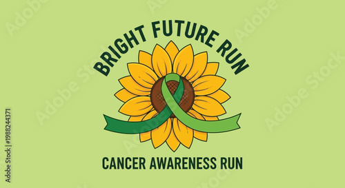 Inspiring Sunflower Design For Cancer Awareness Run With Supportive Symbolism and Hopeful Message