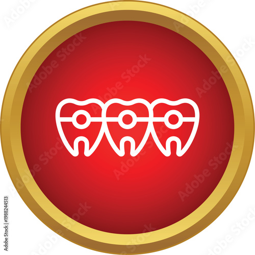 Teeth showing dental braces treatment for orthodontics and oral health inside a red circle