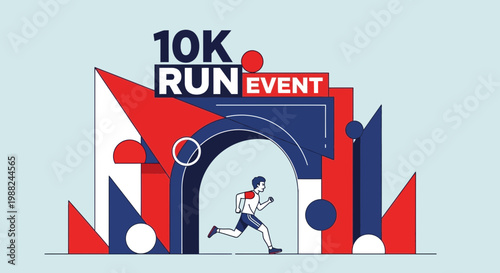 Inspiring Illustration Of A Male Runner In The 10K Run Event Design