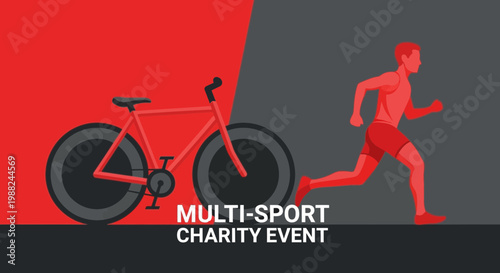 Inspiring Illustration of a Multi-Sport Charity Event Featuring Cycling and Running