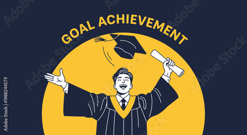 Joyful Graduate Celebrating Academic Success With Mortarboard and Diploma