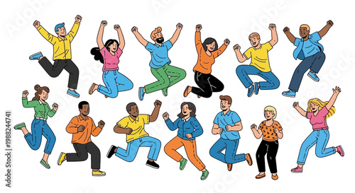 Joyful Group of Diverse People Celebrating Success and Overcoming Challenges