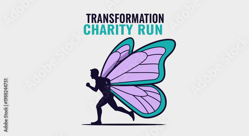 Inspiring Transformation: Charity Run Featuring A Unique Butterfly Winged Runner Silhouette