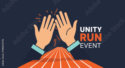 Inspiring Unity Run Event Announcement with Cheerful Hands Reaching for Celebration