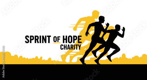 Inspiring Visual Illustrating Sprint of Hope Charity and The Athletic Race Silhouette