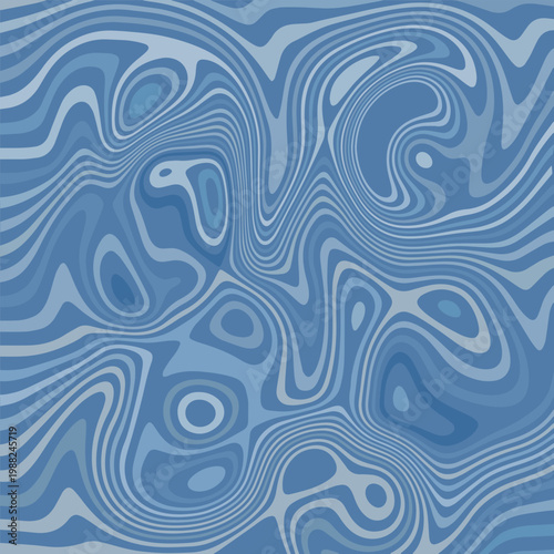 Abstract Illustration Marbled Texture Liquify Psychedelic Blue Colorful Design. Optical Illusion Background Vector