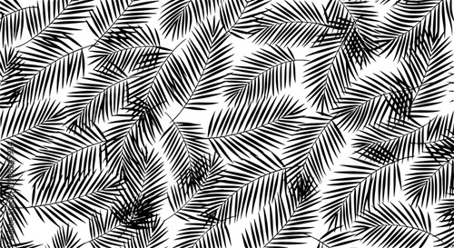 Diagonal palm frond seamless pattern tropical green vector texture background for decor and fabric
