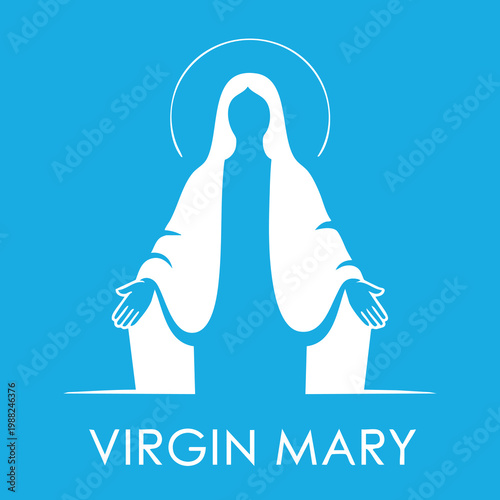 Vector illustration of the Virgin Mary. Our Lady of Guadalupe.