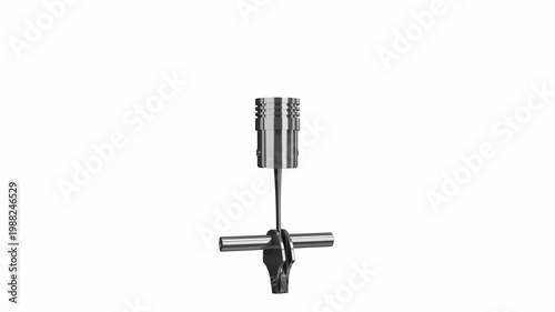 Car Engine with One Cylinder and Rotating Crankshaft on White Background - 3d 4k animation (3840 x 2160 px)