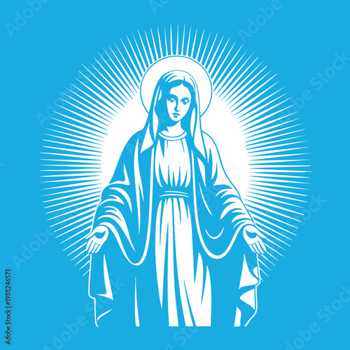Vector illustration of the Virgin Mary. Our Lady of Guadalupe.