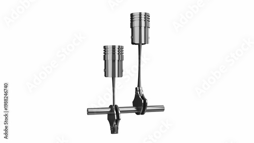 Car Engine with Two Cylinders and Rotating Crankshaft on White Background - 3d 4k animation (3840 x 2160 px)