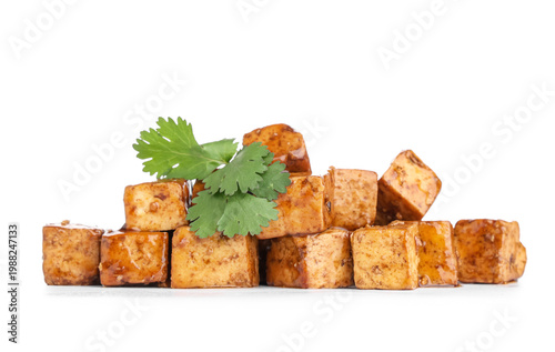 Pieces of fried tofu cheese...