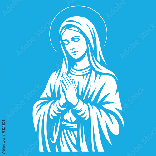 Vector illustration of the Virgin Mary. Our Lady of Guadalupe.