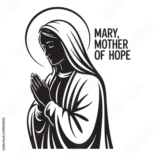 Vector illustration of the Virgin Mary. Our Lady of Guadalupe.