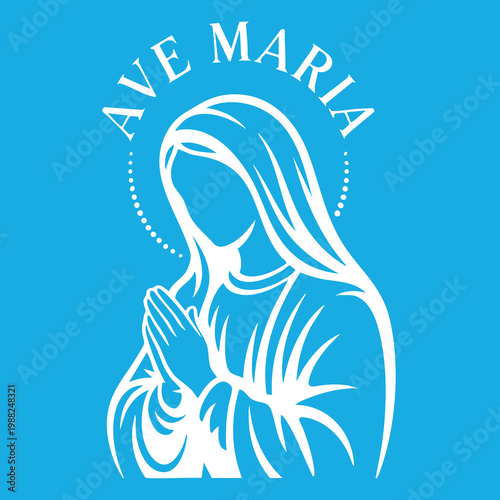 Vector illustration of the Virgin Mary. Our Lady of Guadalupe.