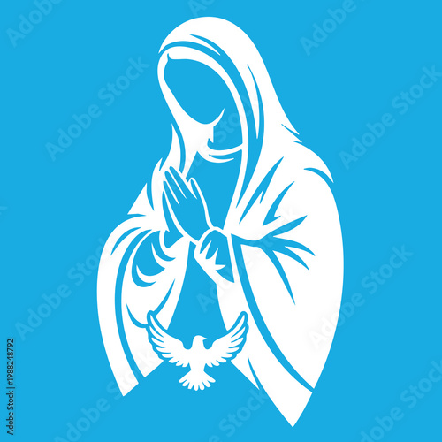 Vector illustration of the Virgin Mary. Our Lady of Guadalupe.