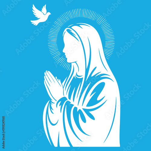 Vector illustration of the Virgin Mary. Our Lady of Guadalupe.
