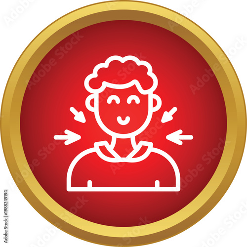 Person icon with arrows pointing towards their smiling face, symbolizing influence and attraction