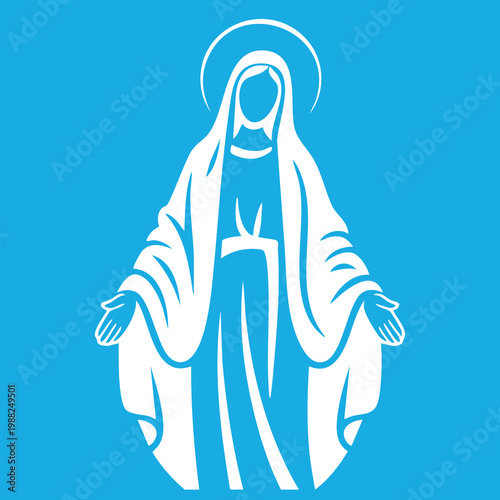 Vector illustration of the Virgin Mary. Our Lady of Guadalupe.