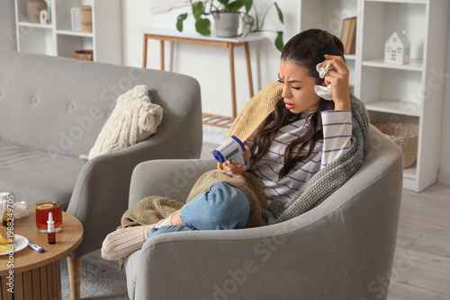Ill young woman with infrar...