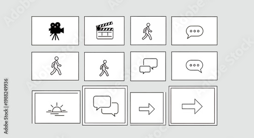 Black and white communication icons.