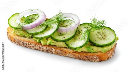 Cucumber and Avocado Toast with Onion.