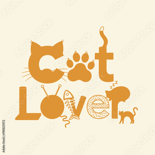 vector illustration of a cartoon cat Lover