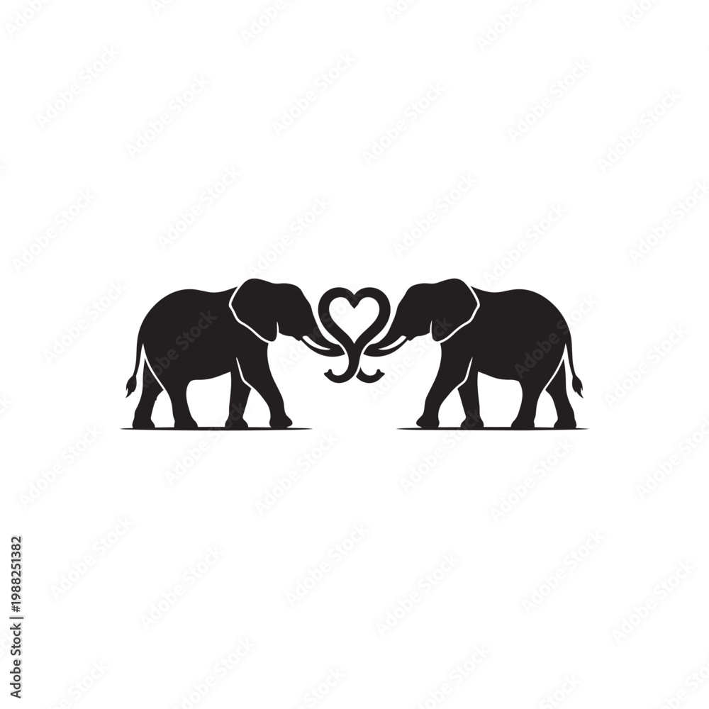 Fototapeta premium Majestic Elephant Silhouette Vector in Black and White Minimal Wildlife Illustration