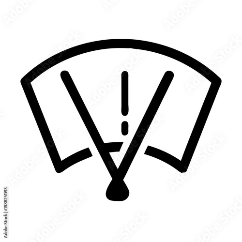 Windshield wiper warning symbol, black icon, indicating potential issue
