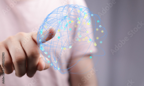 Hand touching a digital glo...